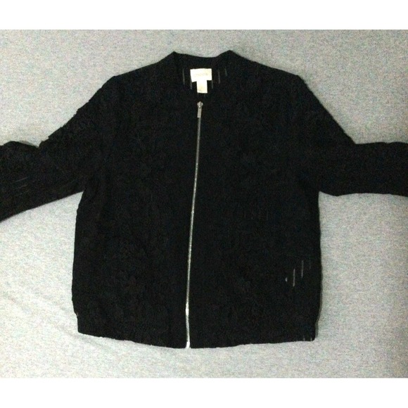 Chico's Jackets & Blazers - Chico's Jacket Womens 0 Black Floral Embroidered Crochet Lace Boho zipper US S